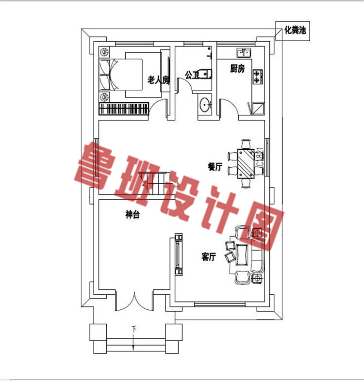 带神台三层自建别墅设计一层户型图