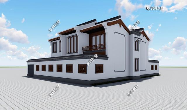 2层中式合院别墅，白墙灰瓦意境迷人，2种屋顶效果你喜欢哪款？