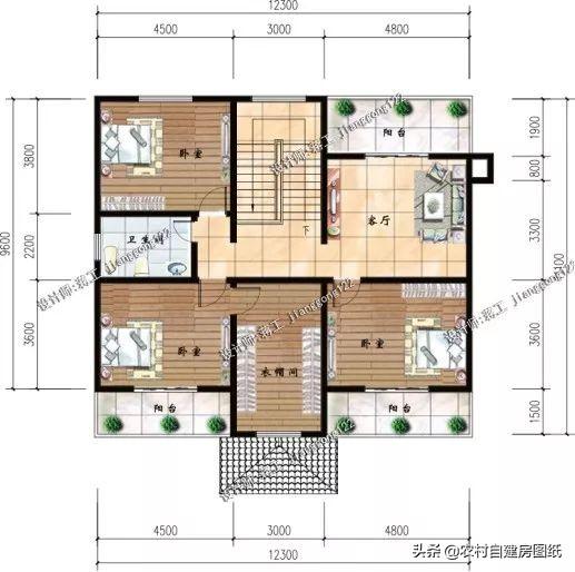 5套带大露台的农村别墅图纸，主体30万，精打细算60万入住