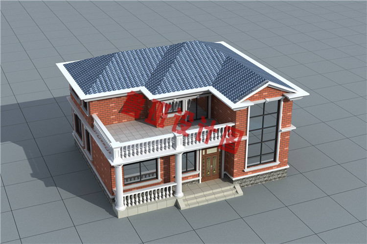 新款简单实用二层自建小洋楼别墅设计外观图