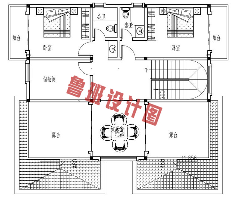 今年最新款带挑空客厅四层别墅户型设计四层户型图