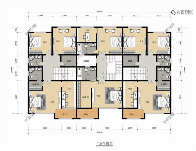 3兄弟合建一栋现代中式别墅，书香之家、雅致惬意，效果图+平面图