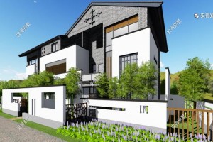 3兄弟合建中式别墅设计效果图，雅致惬意！
