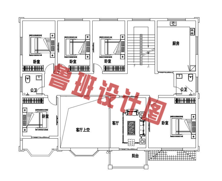 35万左右现代简欧带车库二层别墅设计二层户型图