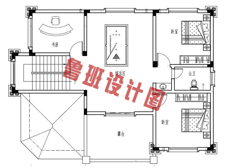 外型豪华大气布局实用的自建三层别墅设计三层户型图