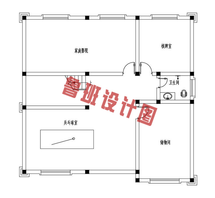 12X13米二层别墅设计地下一层户型图