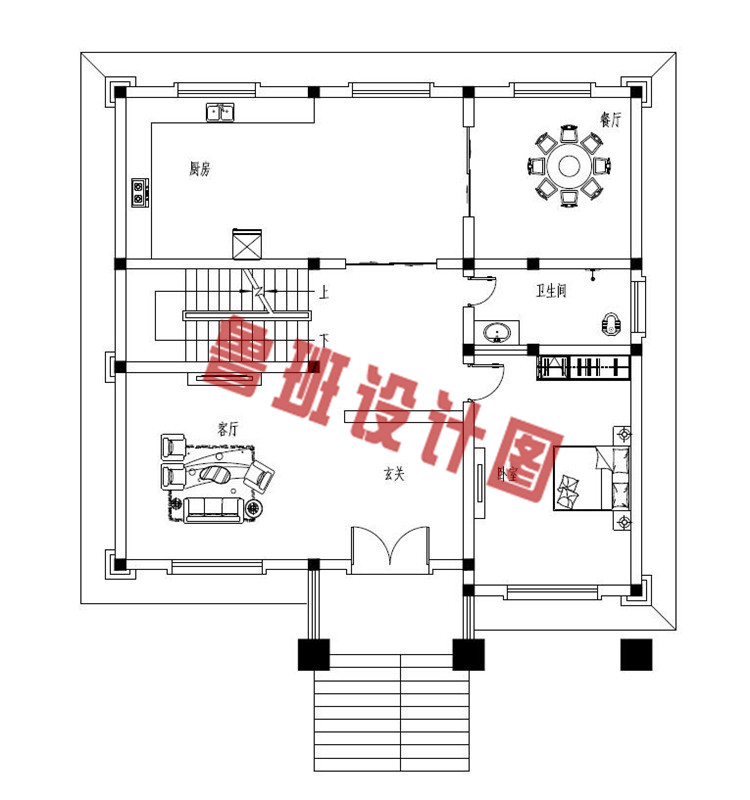 12X13米二层别墅设计一层户型图