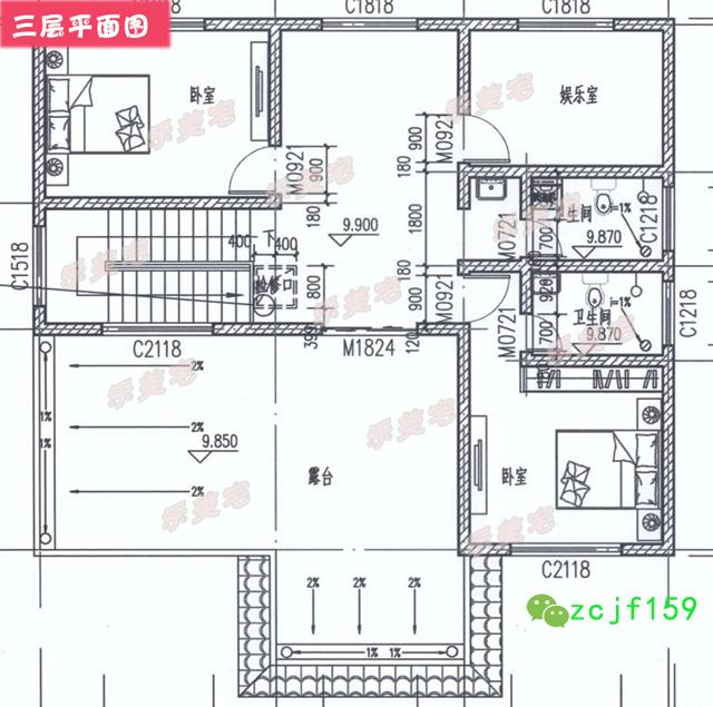 3款三层别墅设计图施工图，室内采光极好，适合农村建筑！