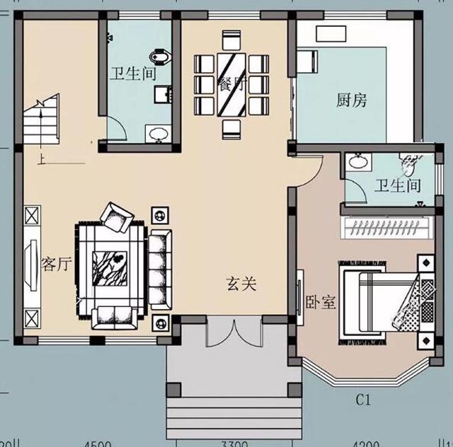 2款120平米带阳台农村二层自建别墅设计图纸，现代人的多功能住房