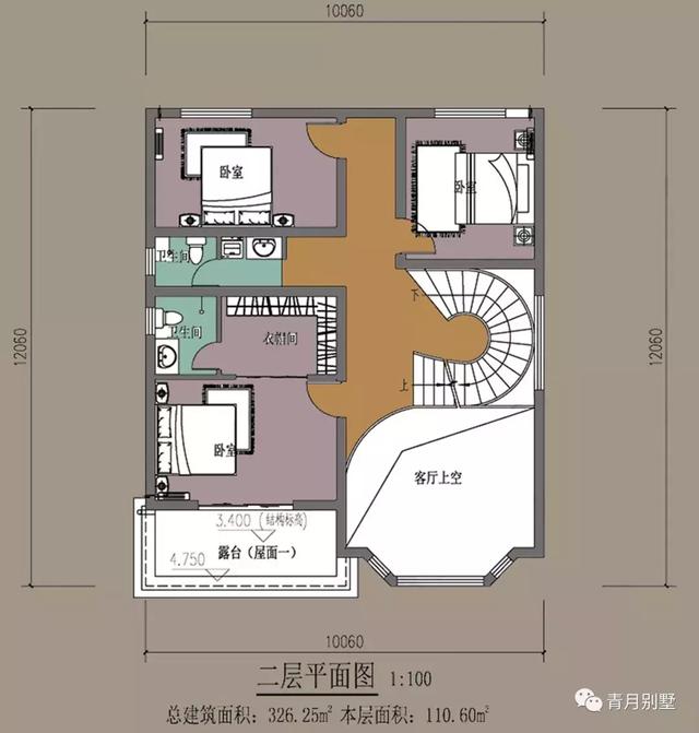 10×12米大气三层欧式小别墅，大露台挑空客厅旋转楼梯