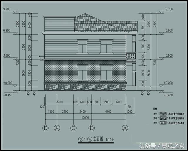 120平米新农村全套二层施工设计图纸-乡村自住房效果图