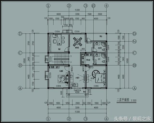 120平米新农村全套二层施工设计图纸-乡村自住房效果图