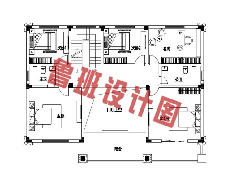 占地170平方米二层欧式别墅设计二层户型图