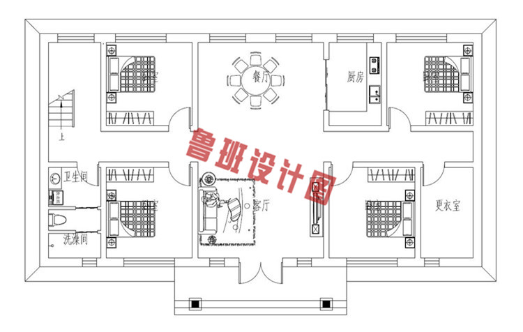 18X11米二层乡村现代别墅住宅设计一层户型图