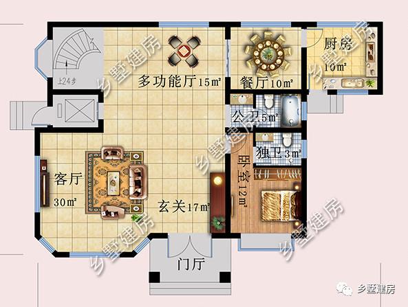 欧式农村自建别墅，挑空客厅+观光电梯，带你感受华丽优雅生活