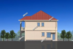 13X14米二层小别墅设计效果图，