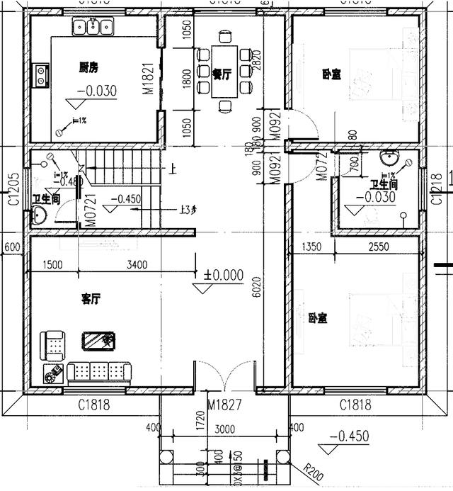 独栋三层30万2厅10卧12*11米农村自建别墅设计图