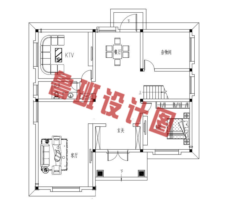 占地170平方米左右自建别墅设计一层户型图