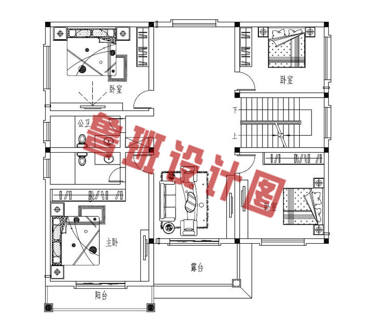 占地170平方米左右自建别墅设计二层户型图