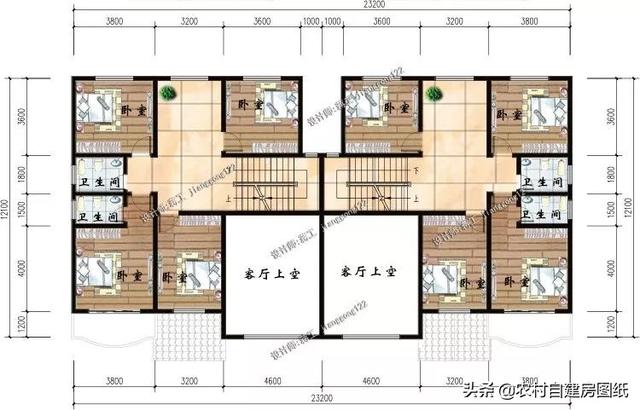 复式三层农村双拼别墅，一块宅基地建两栋别墅，兄弟一起建最好