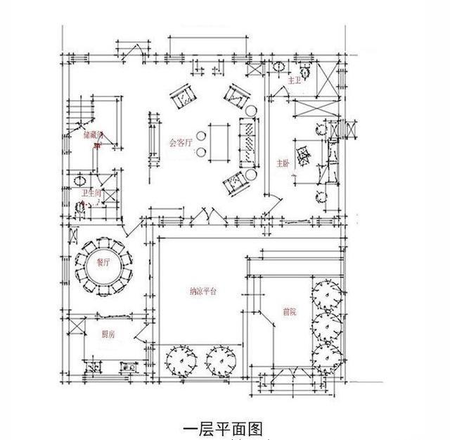 别墅豪宅户型图，大露台带院子，户型接地气！