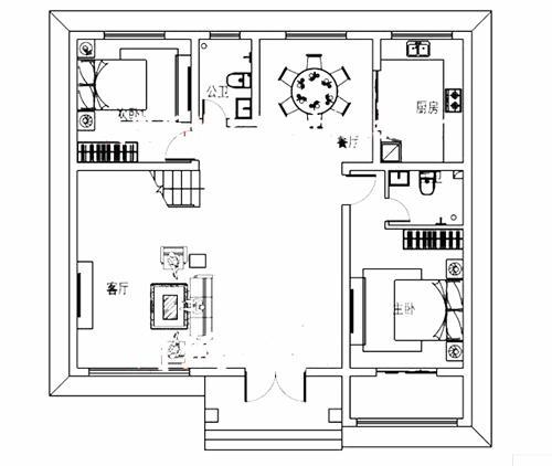 11.7x11.5米二层半乡村别墅设计图，经典户型方案