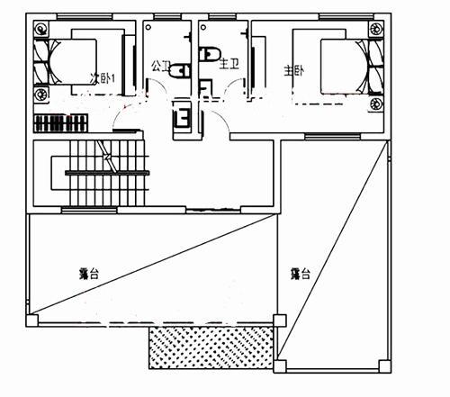 11.7x11.5米二层半乡村别墅设计图，经典户型方案