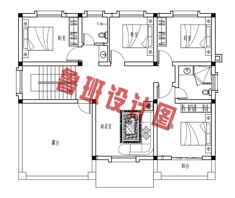 占地130平方米左右现代自建别墅设计二层户型图