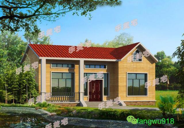 10万元左右农村一层小别墅户型设计图12.4x8.9米