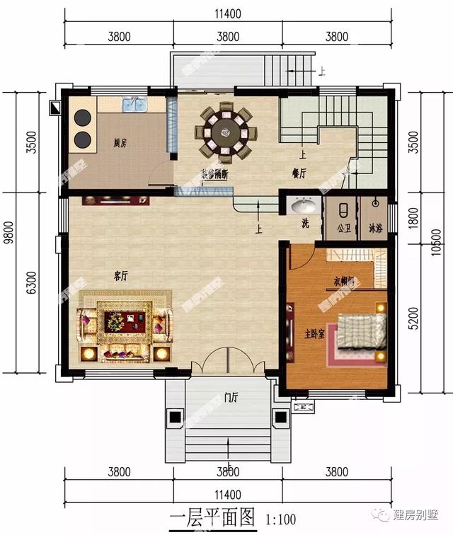 宽度11.4米的2栋自建房，第一栋新中式风格，第二栋简欧别墅