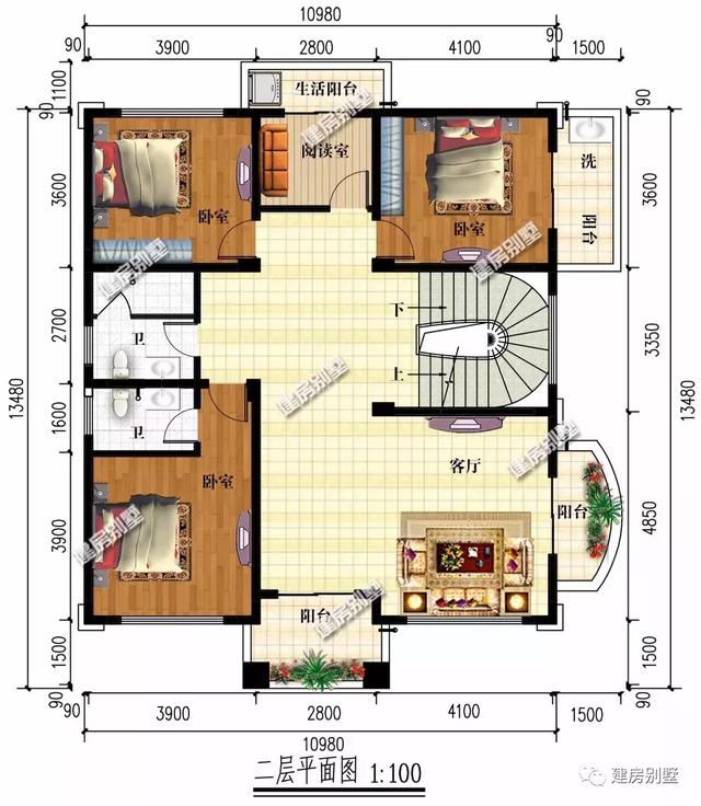 带10个阳台设计的四层别墅，住在这栋房子里，幸福指数很高