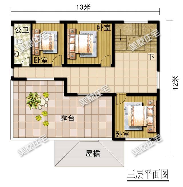 落地窗配大露台的乡村豪宅，外观大气时尚，布局合理