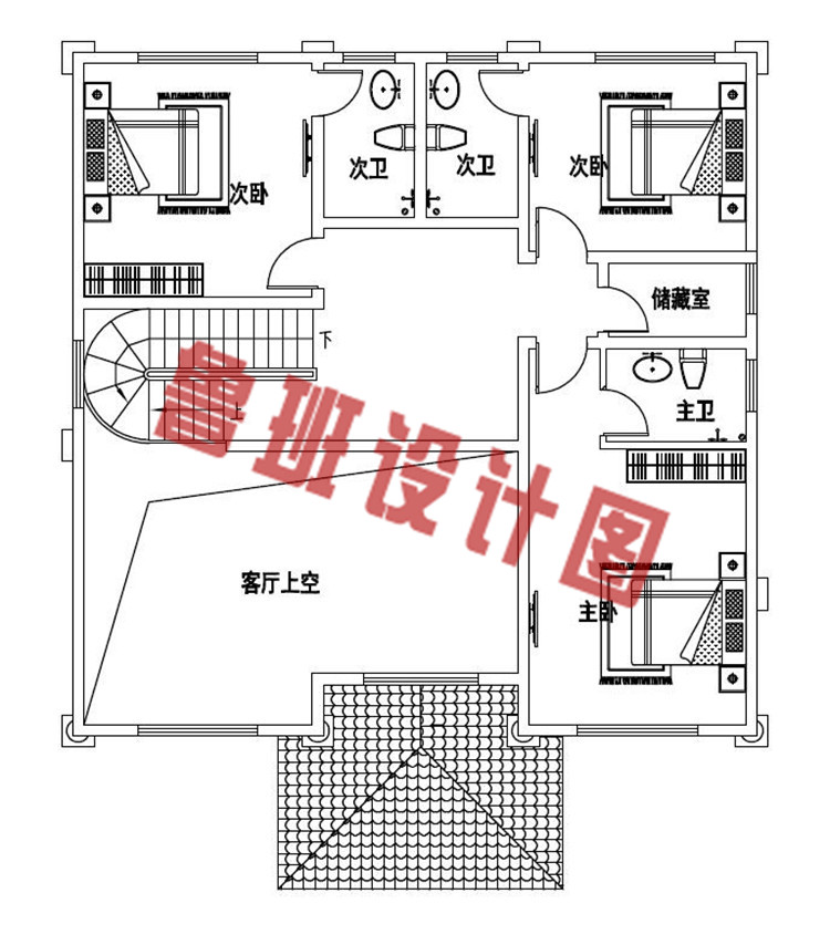 35万140平复式三层小楼设计二层户型图