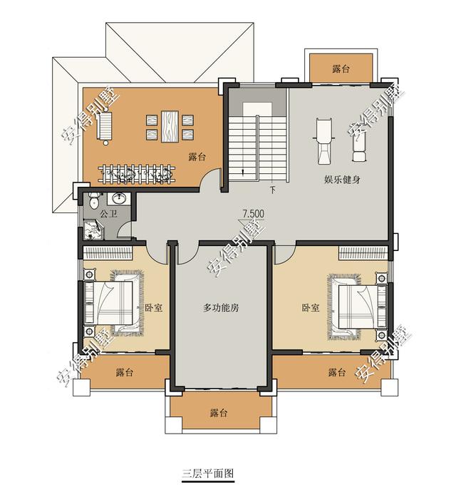 霸气十足的3层欧式别墅，8间卧室均有阳台，还有大车库、大露台！