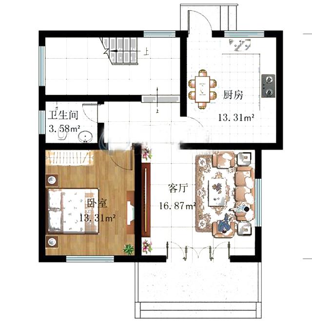 8.9x8.4米农村三层小别墅设计施工方案及外观图