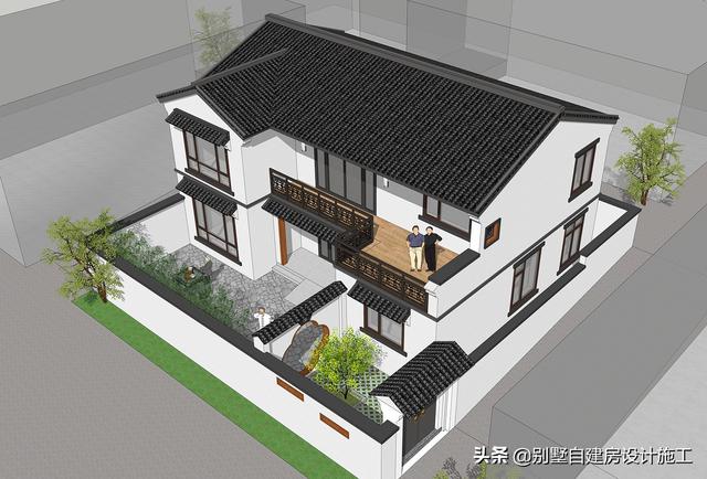 村里刚建好的新中式二层别墅，看看怎么样？