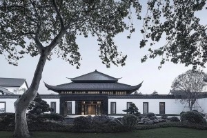 中式园林别墅设计效果图，庭院幽深。