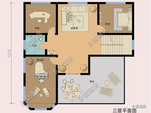 12×12上三下一农村别墅，内部功能齐全，完全不输城市豪宅