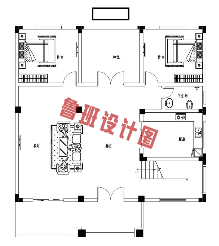 2019二层农村新款别墅自建设计一层户型图