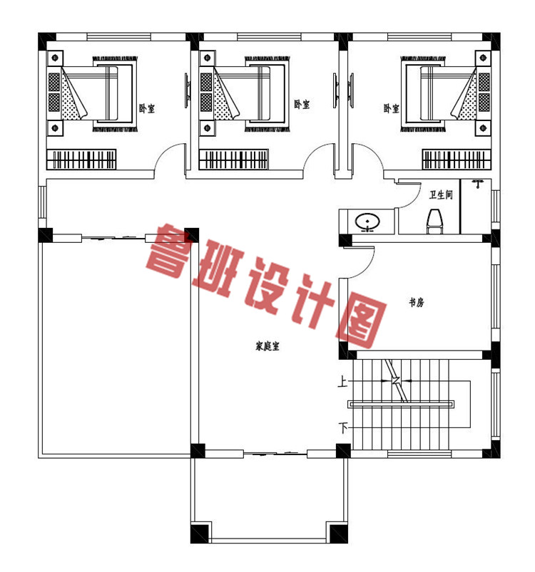 2019二层农村新款别墅自建设计二层户型图