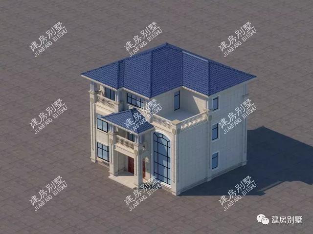 宽11米多的三层自建房，简欧式外观设计，使用落地窗很气派