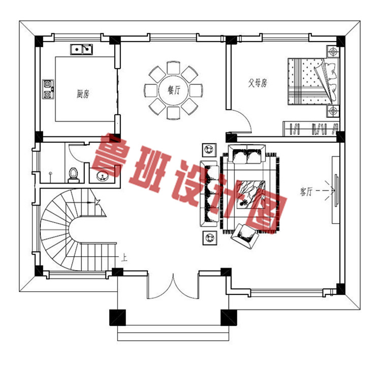 新农村三层漂亮别墅设计一层户型图