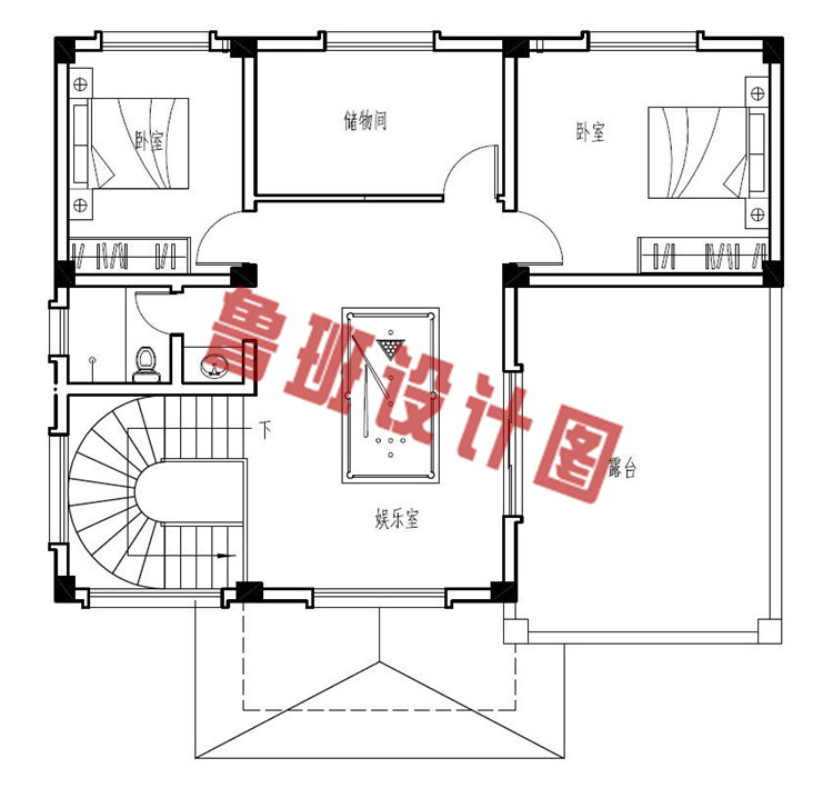 新农村三层漂亮别墅设计三层户型图