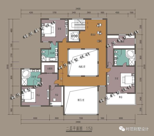 20x24米带天井三层中式别墅，挑空客厅，8室5厅完美农村生活