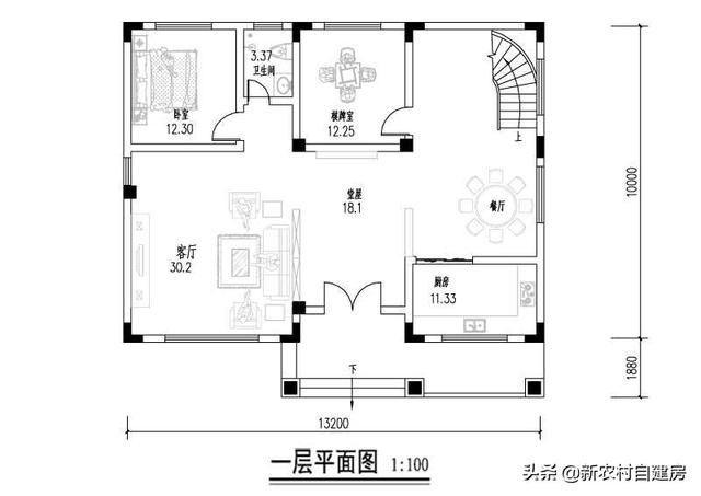 简单实用的农村三层别墅户型，主体造价不到30万，村里建房就选它