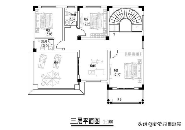 简单实用的农村三层别墅户型，主体造价不到30万，村里建房就选它