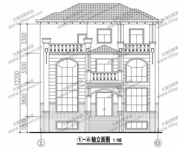 带地下室的农村3层别墅设计图，12X13.2米大气美观！