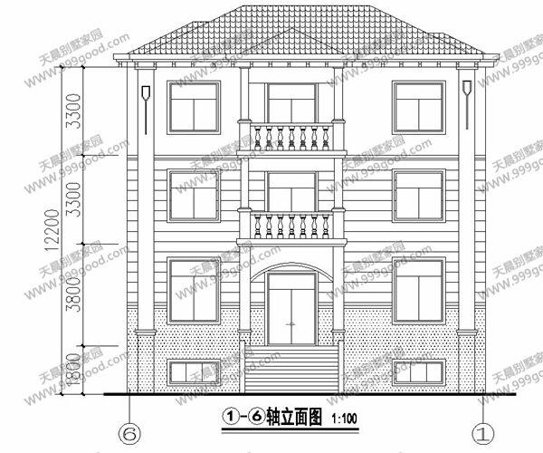 带地下室的农村3层别墅设计图，12X13.2米大气美观！