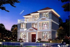 13X13米欧式别墅外观效果图，美观与实用集于一身。