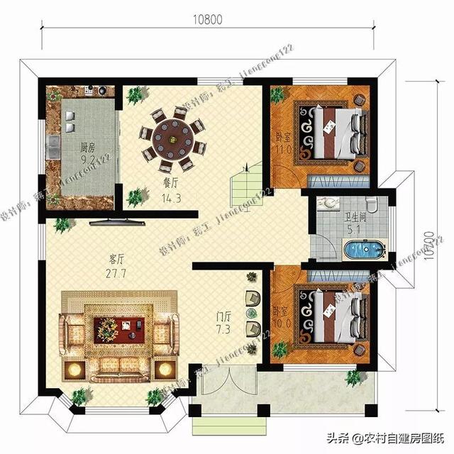 110平二层农村小别墅，2款不同的方案，农村建房实拍图美炸了